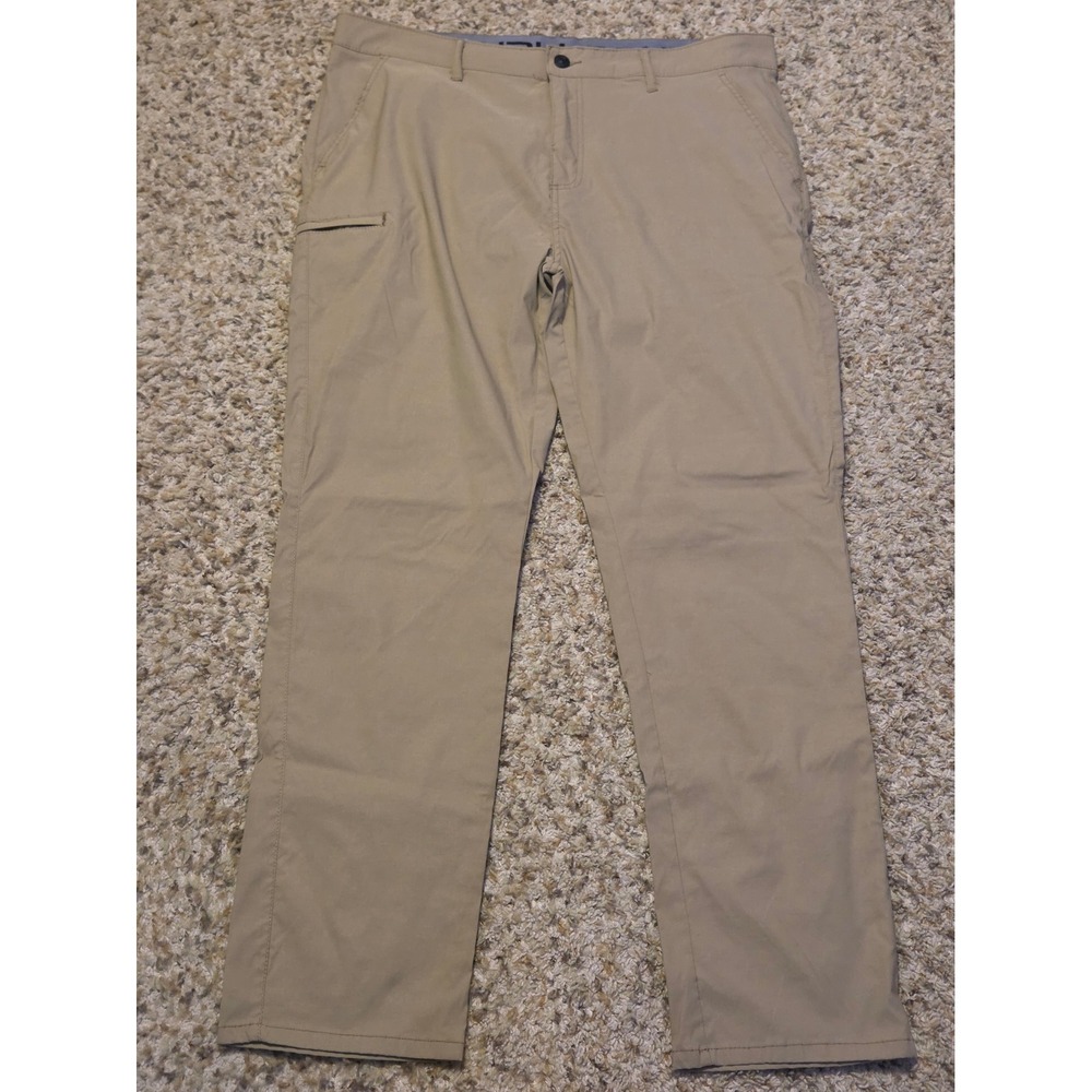 Denali Straight Chino Pants Men's Size 38x32 Tan Side Zip Pocket